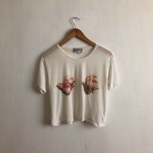 Wildfox crop top white cotton small seashell